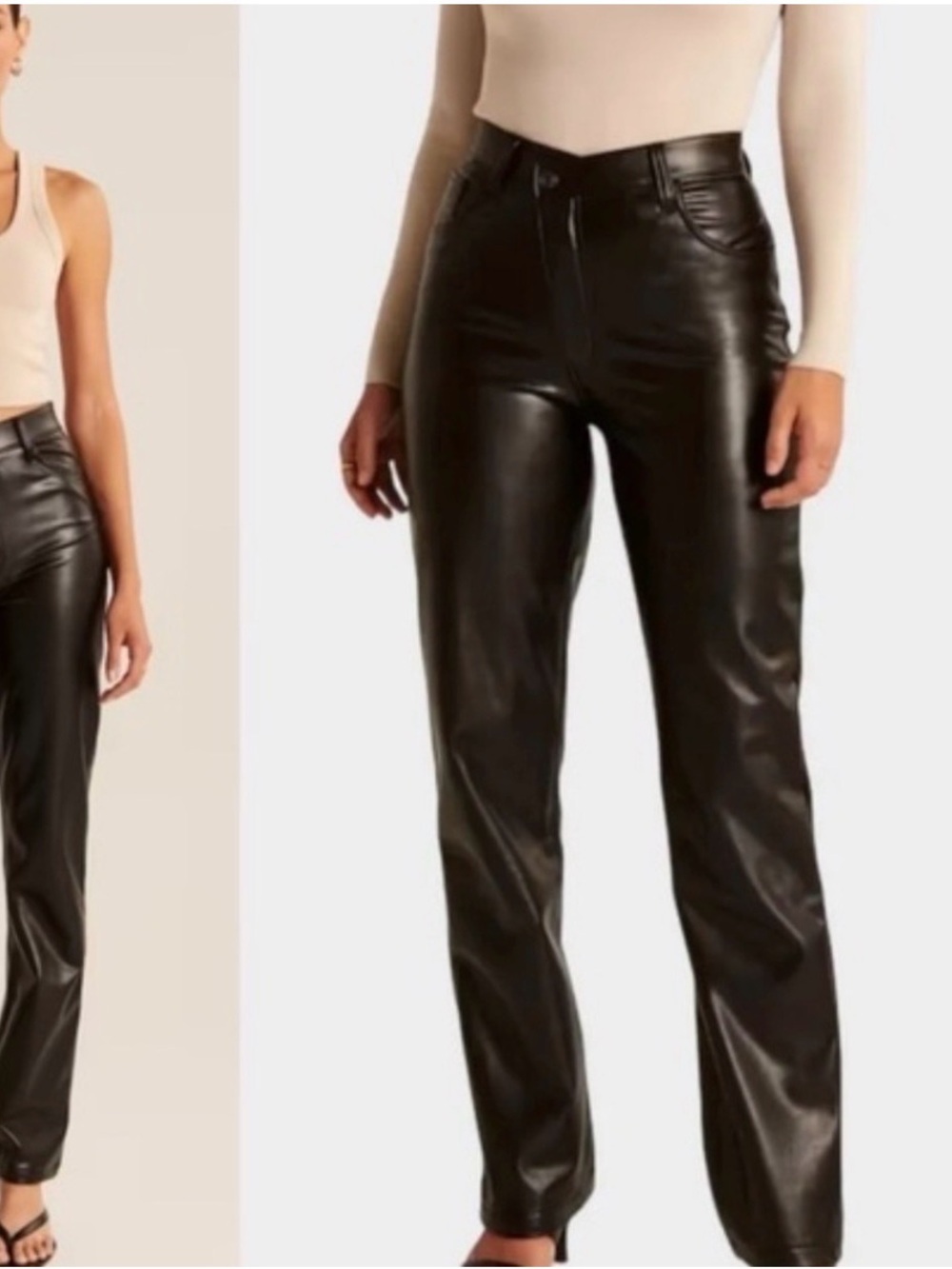 Abercrombie Crossover Vegan Leather 90’s Straight Ultra High Rise Pants
